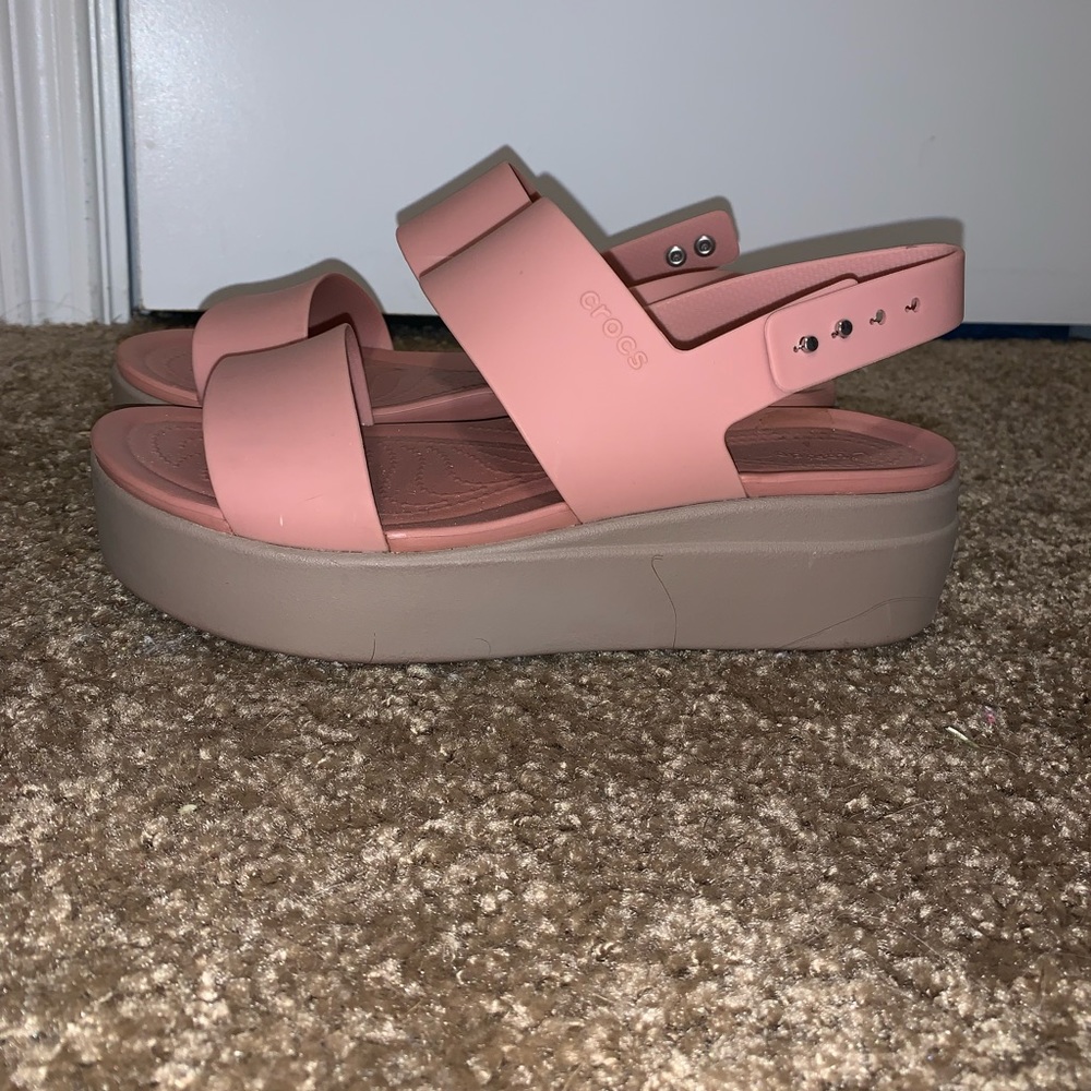 PINK wedge crocs